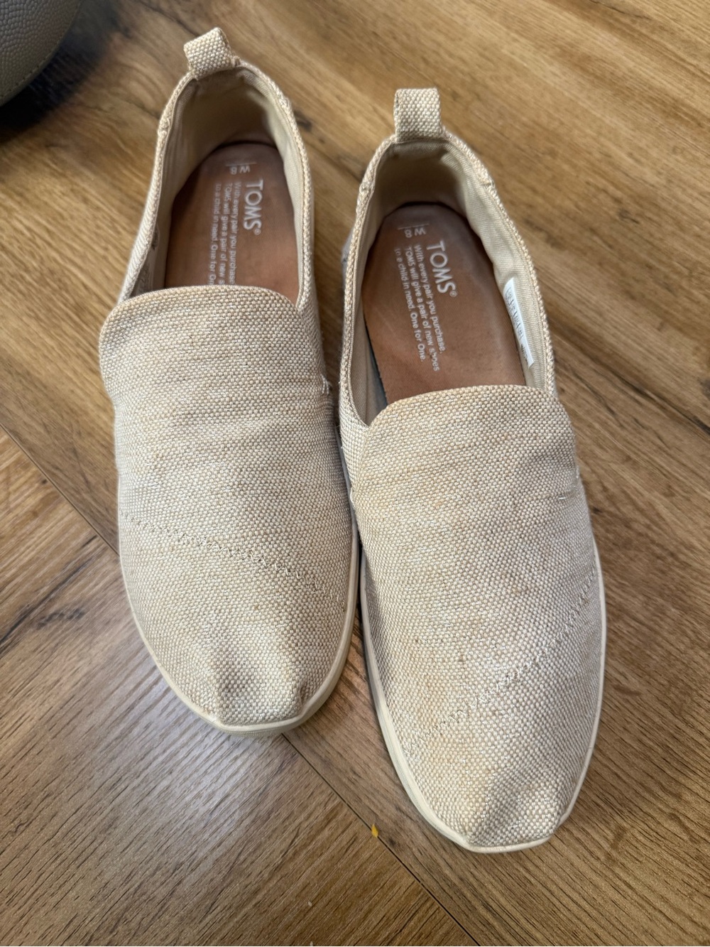 TOMS Women's Alpargata Metallic Woven Gold/Beige Shoes